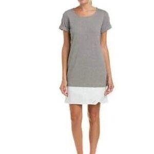 Theory Dress Medium - Gray Layered Short-Sleeve Tunic with White